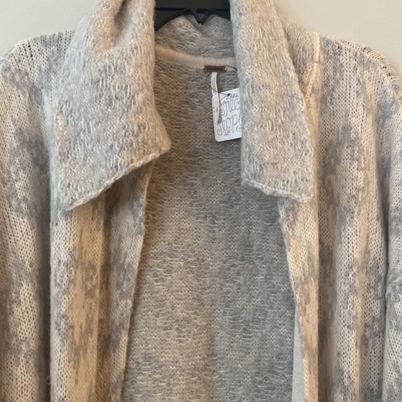 NWT$298 Free People X Anthropologie Like A Diamond Icy Grey Combo Sweater Coat S - Picture 5 of 9